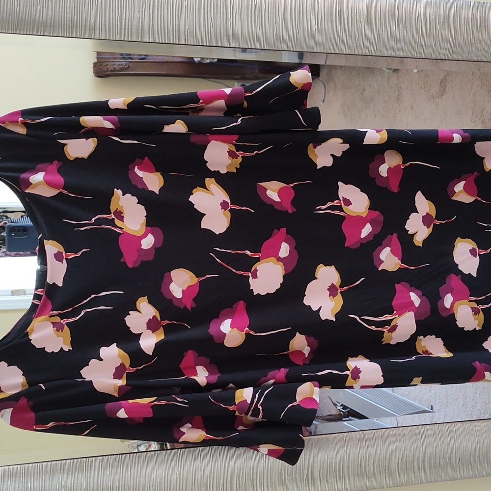 Nine West 3/4 sleeves floral sheath dress size up back